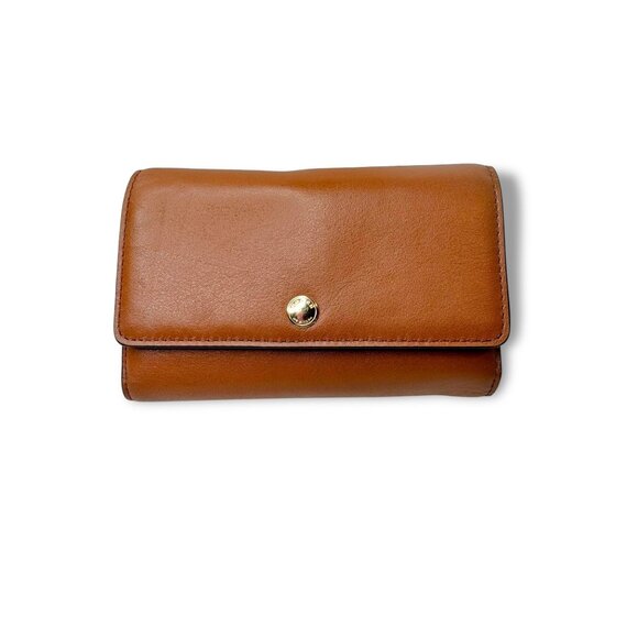 Coach Brown Leather Wallet Purse Phone Holder Removable Strap Snap Closure - Picture 1 of 13